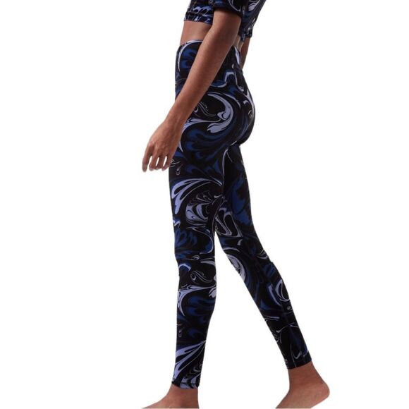 NWT Athleta Elation Velvet Tight S High Rise Black Plum Lavender Paisley - Picture 3 of 14